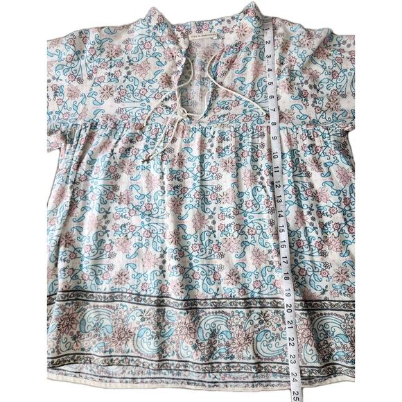 Ulla Johnson Rhia Blouse Floral Cotton Peasant Boho Tie Neck Top Size 6 - Picture 9 of 9